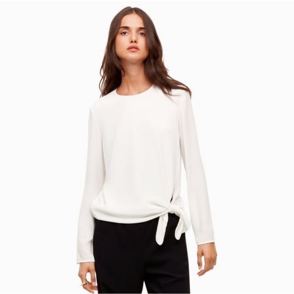 Aritzia Babaton., Womens Tadema Long Sleeve Blouse White Size XXS